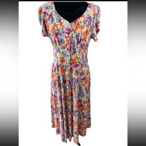 Joni Blair 1980s soft‎ cottage core floral ladies dress size small empire waist